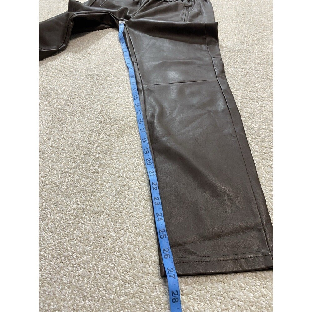 Anthropologie Ankle Pants Brown Faux Leather Drawstring Pockets Women's XS - Picture 12 of 16